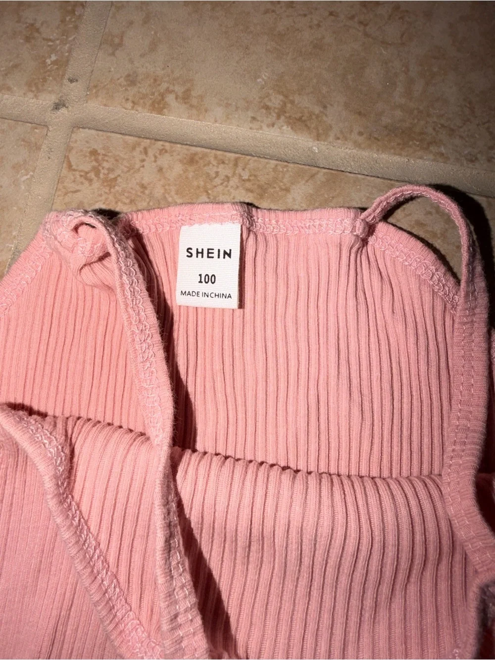 SHEIN Pink Ribbed Tank Top with Blue Denim Paperbag Shorts - Kids